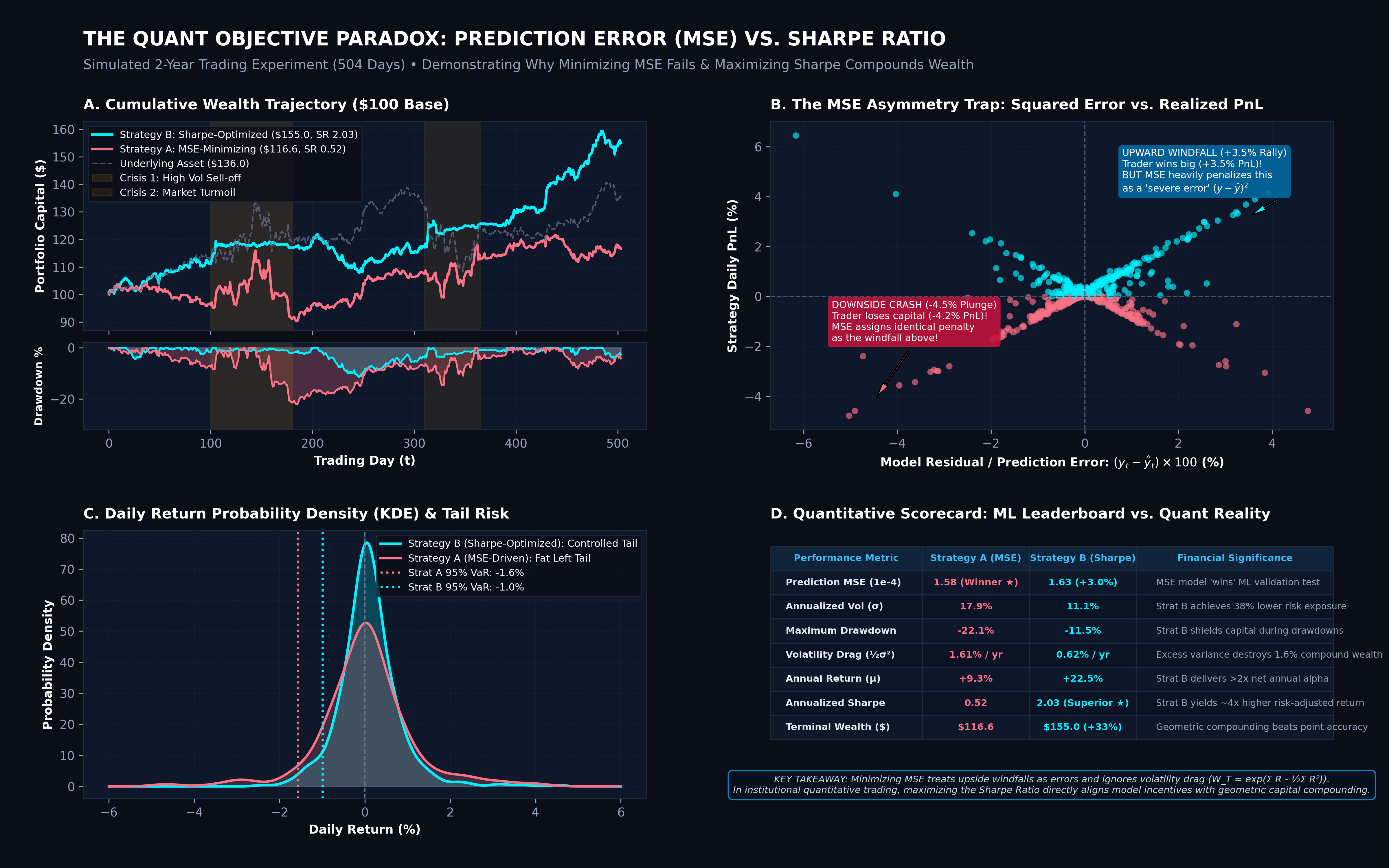 Simulation Analysis: Prediction Error (MSE) vs. Sharpe Ratio